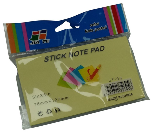 Sticky note pad, 100 ark, 76x127mm