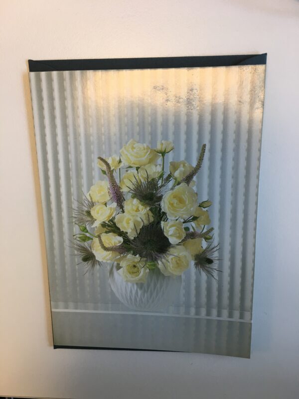 Anledningskort med lysegule roser – blomsterkort med mørkegrøn kuvert i 11,5 x 15,5 cm